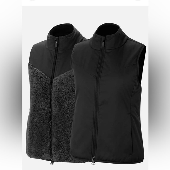 Nike Black Vest Reversible Faux Fur XL - Picture 1 of 13